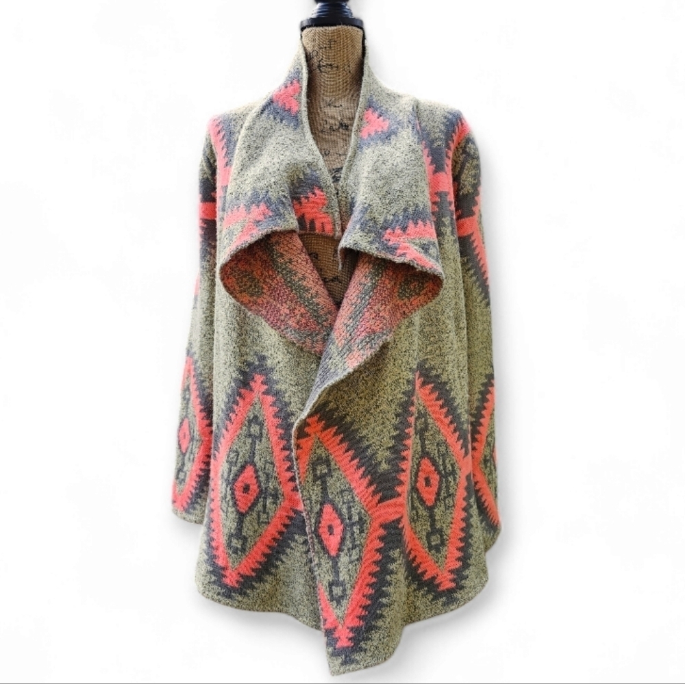 Debut Aztec Waterfall Cardigan-Boho Southwestern Wrap, Size S/M